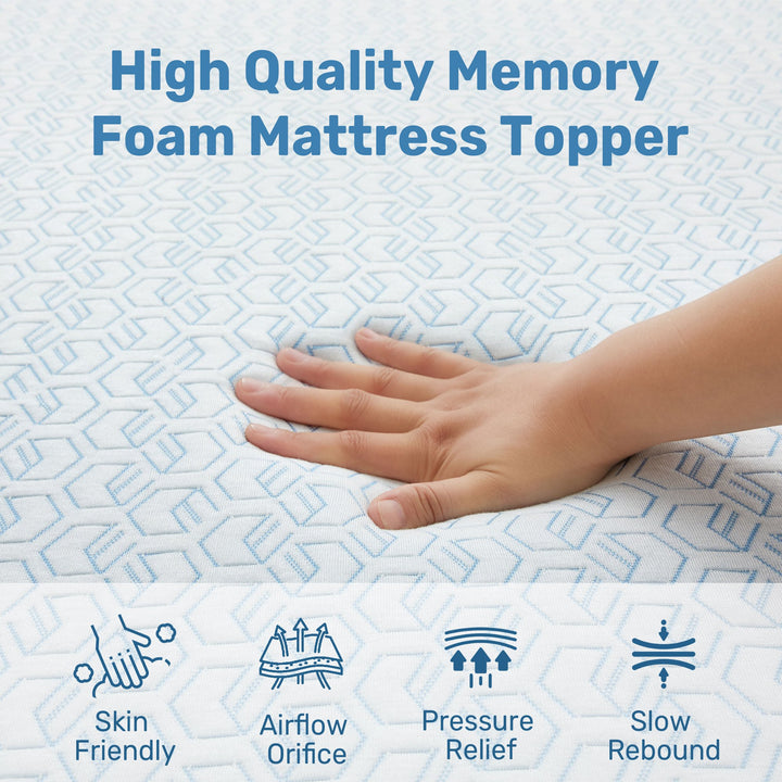 3 Inch Extra Thick Gel Memory Foam Mattress Topper with Washable Cover Various Sizes Image 3