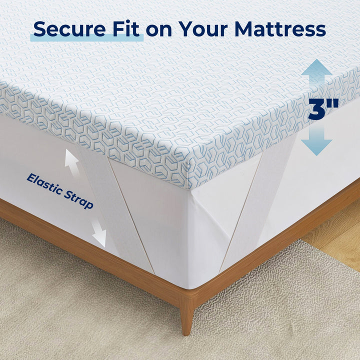 3 Inch Extra Thick Gel Memory Foam Mattress Topper with Washable Cover Various Sizes Image 4