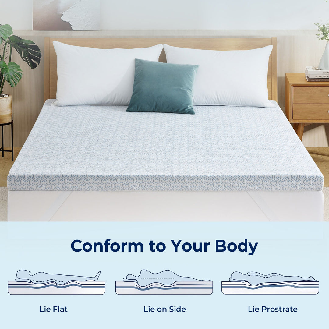 3 Inch Extra Thick Gel Memory Foam Mattress Topper with Washable Cover Various Sizes Image 5