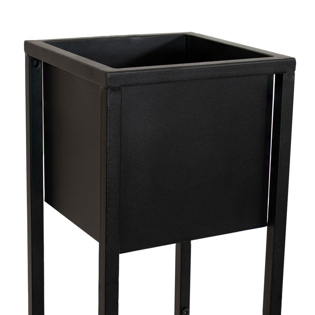 Sunnydaze Modern Simplicity Square Planters - 19.75" H and 27" H - Black Image 9