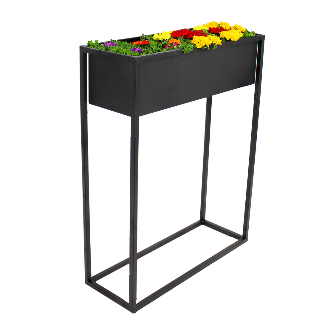 Sunnydaze Modern Simplicity Outdoor Elevated Planter - Black Image 4