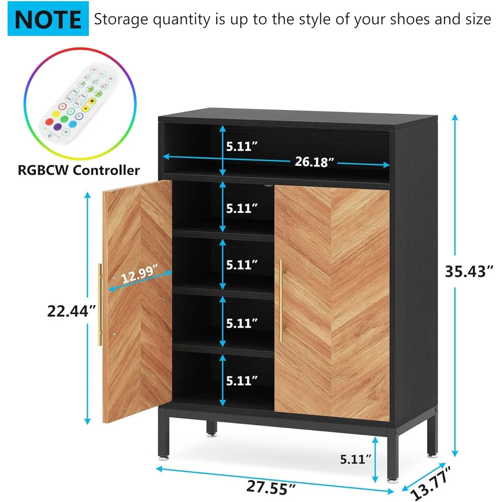 Tribesigns Shoe Cabinet 16 Pairs Entryway Storage with LED Light 5-Tier Rack Image 2