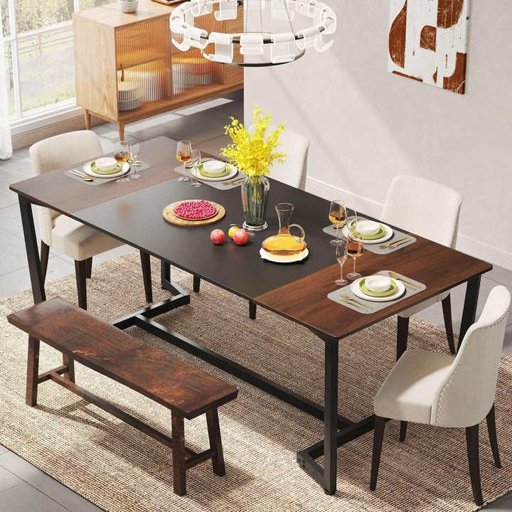 Tribesigns 71 Inch Industrial Dining Table for 6 Rectangular Kitchen Table Image 2