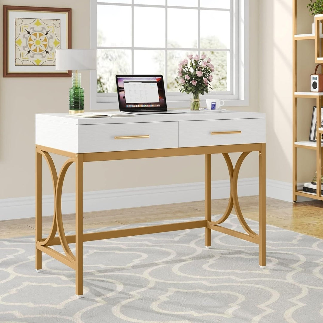 Tribesigns Modern Computer Desk with 2 Drawers, 41 Inches Study Writing Office Desk for Home Office Image 3