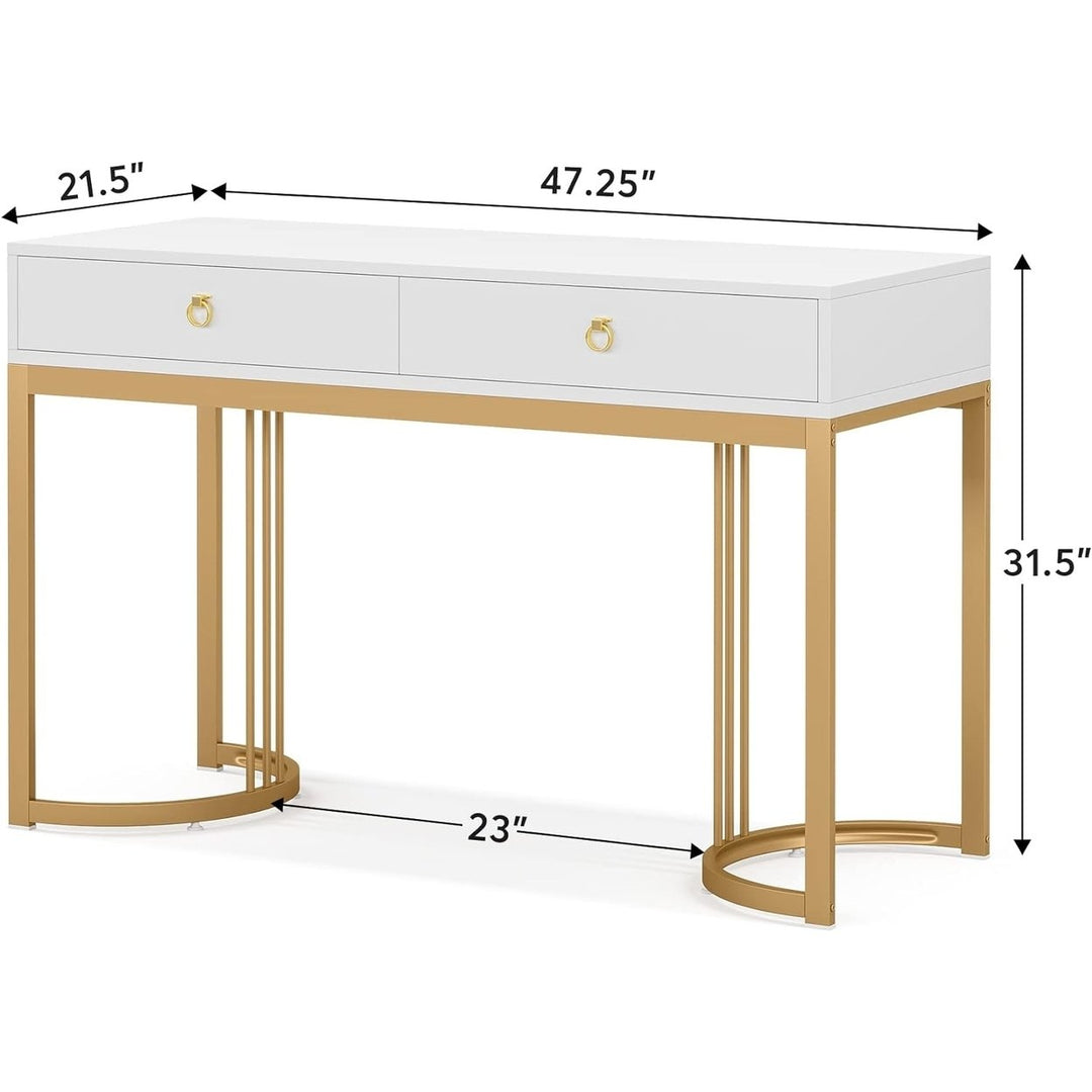 Tribesigns Small Computer Desk with Drawers for Writing Work, 47 inches Home Office Table with Storage Space Image 5