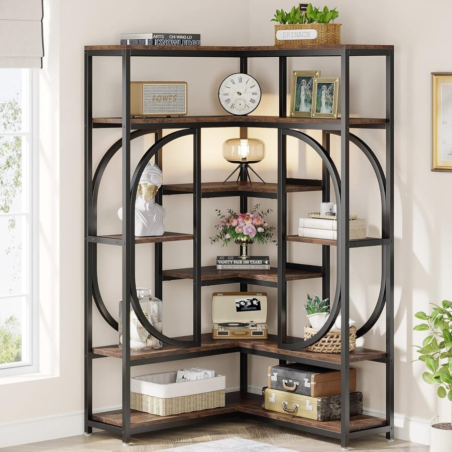 Tribesigns 7-Shelf L-Shaped Corner Bookshelf Tall Modern Storage Display Rack Image 1