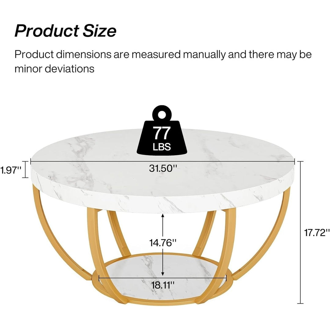 Tribesigns Round Coffee Table 31.7in Wooden 2-Tier with Storage Shelves Industrial Image 8