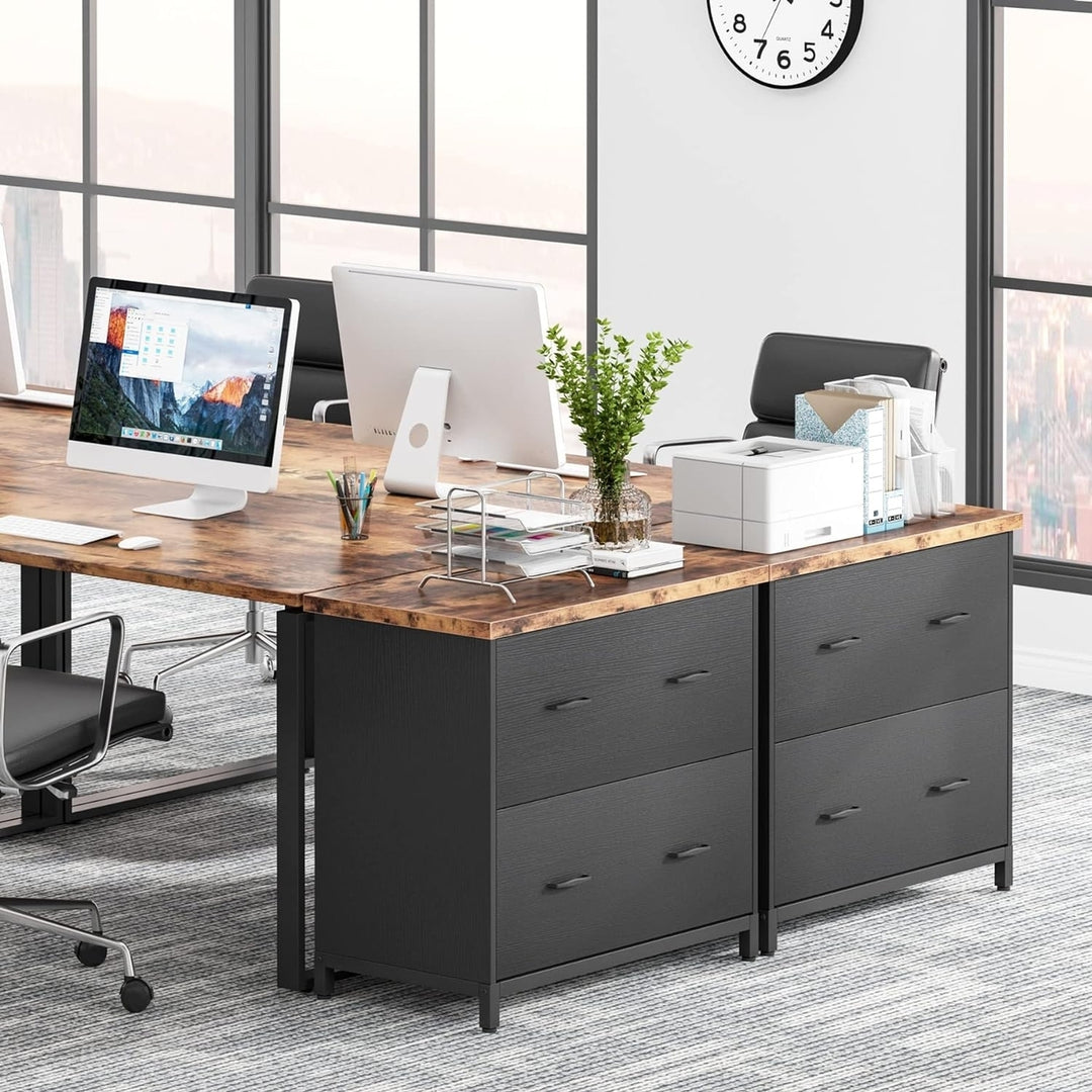 Tribesigns Wood Lateral File Cabinet 2 Drawer Home Office A4 Letter Size Black Image 10