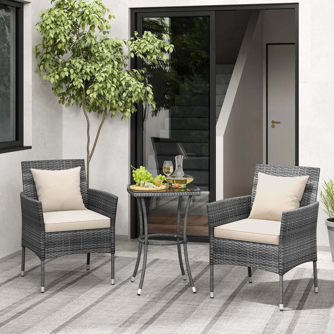 3PCS Patio Rattan Furniture Set Chairs and Table Garden Coffee Image 5