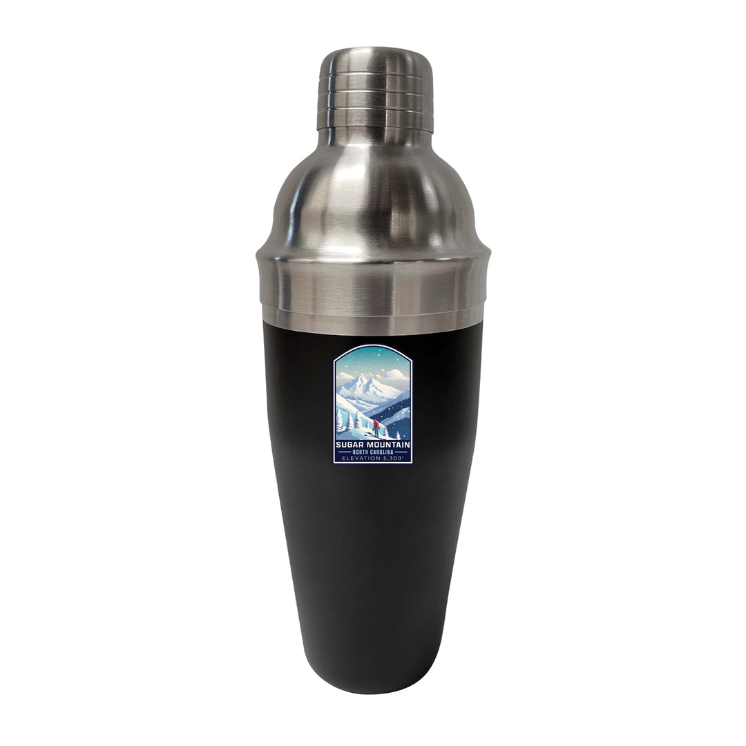 Sugar Mountain North Carolina Design B Souvenir 24 oz Stainless Steel Cocktail Shaker Black Image 1