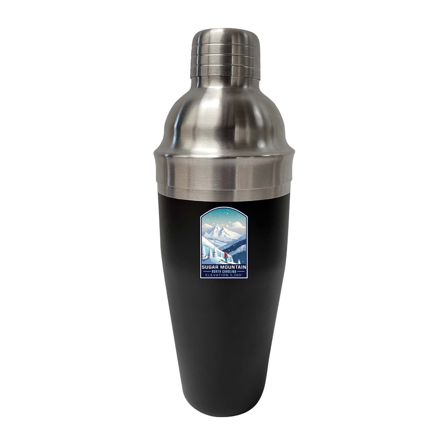 Sugar Mountain North Carolina Design B Souvenir 24 oz Stainless Steel Cocktail Shaker Black Image 1