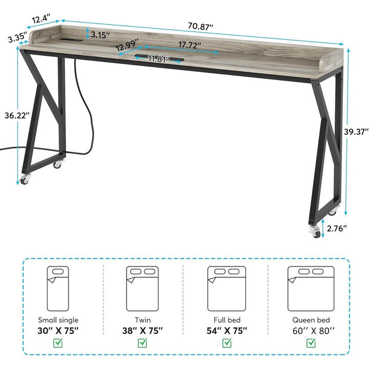 Tribesigns Overbed Table 70.9" Adjustable Tilt Mobile Laptop Desk Gray Image 6