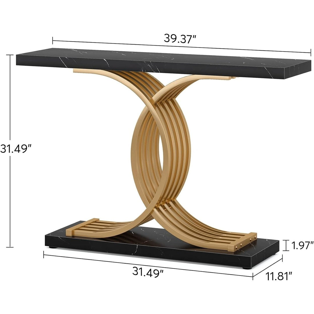 Tribesigns 39 Inch Gold Entryway Table Modern Faux Marble Console with Metal Legs Image 6