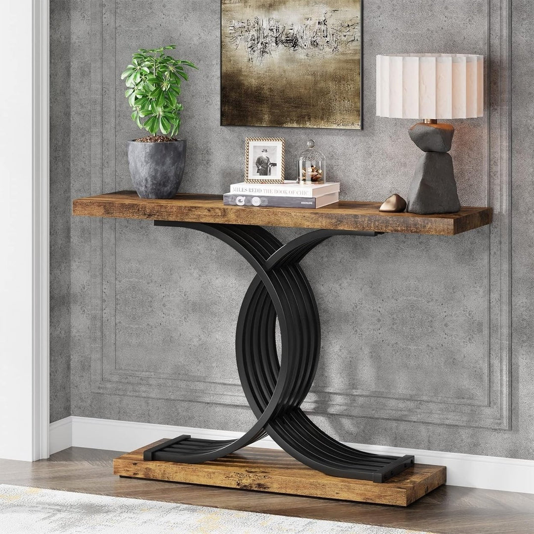 Tribesigns 39 Inch Gold Entryway Table Modern Faux Marble Console with Metal Legs Image 7