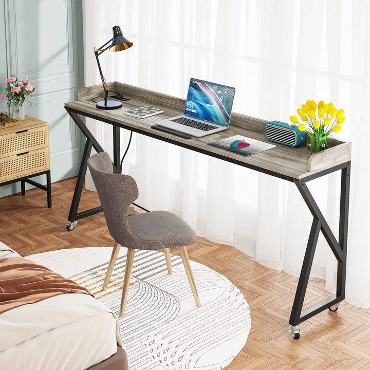 Tribesigns Overbed Table 70.9" Adjustable Tilt Mobile Laptop Desk Gray Image 4