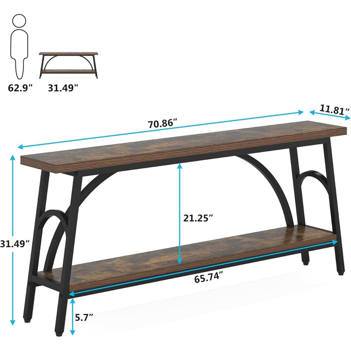 Tribesigns 70.8 Inch Extra Long Console Table Wood 2 Tier Rustic Entryway Stand Image 4