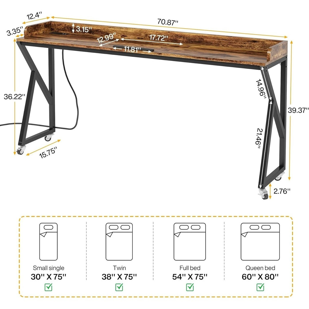 Tribesigns Overbed Table 70.9" Adjustable Tilt Mobile Laptop Desk Gray Image 12