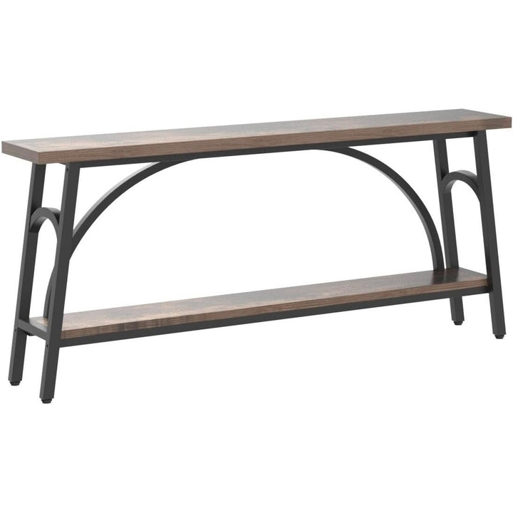 Tribesigns 70.8 Inch Extra Long Console Table Wood 2 Tier Rustic Entryway Stand Image 3