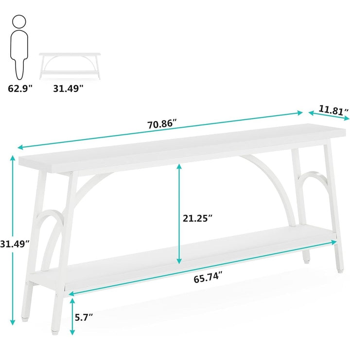 Tribesigns 70.8 Inch Extra Long Console Table Wood 2 Tier Rustic Entryway Stand Image 12