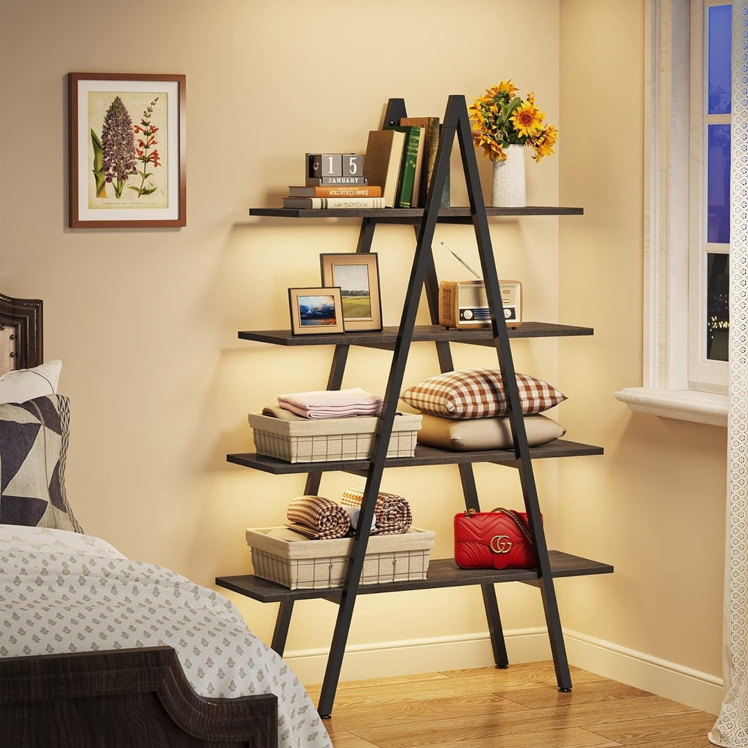 Tribesigns 4-Tier Ladder Bookshelf, A-Shaped Bookcase 4 Shelves Industrial Open Display Shelves Book Storage Image 5