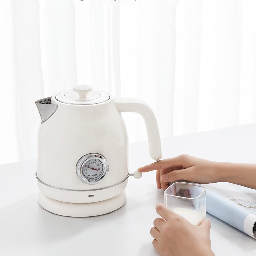 1.7L / 1800W Retro Electric Kettle with Thermometer Display Stainless Steel Water Kettle Image 7