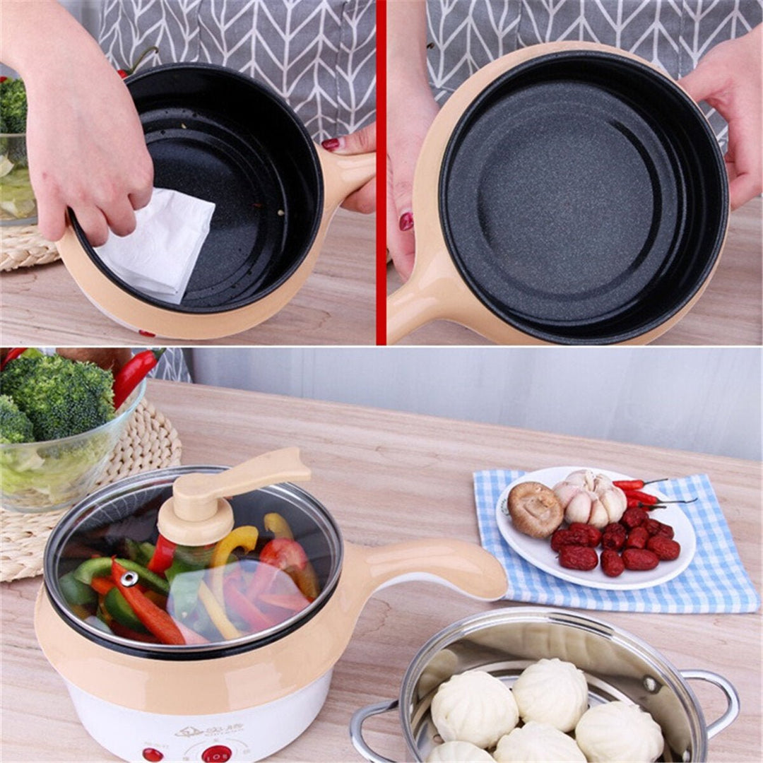 1.8L Double-Layer Stainless Steel Mini Electric Pot Pan Cooker Cooking Fry Stew Image 8