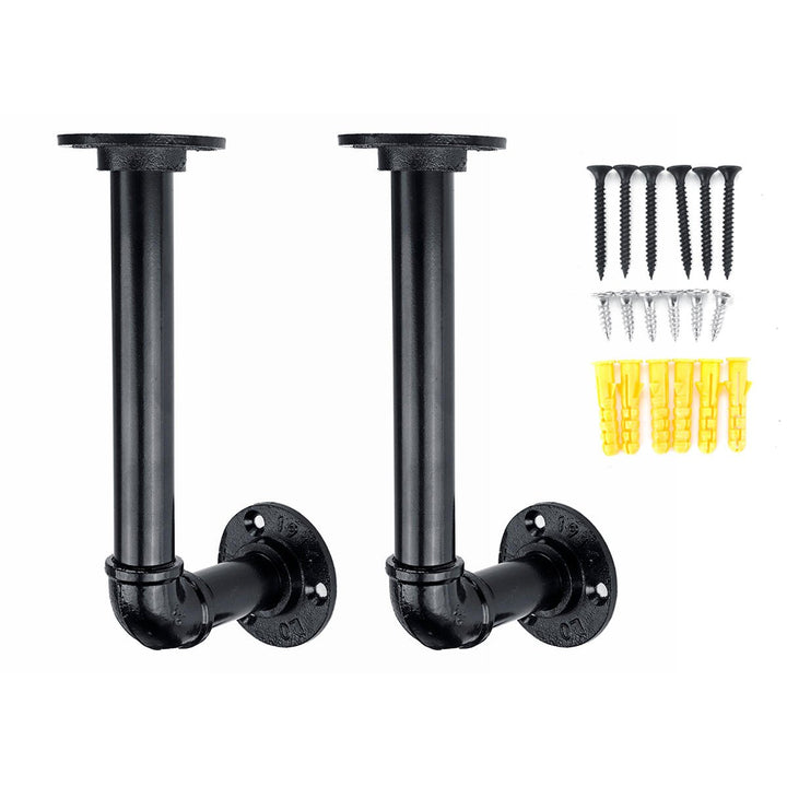 1 Pair of DN20 80/130/170/210mm Steel Pipe Shelf Bracket Holder DIY Pipe Shelf Brackets Image 2