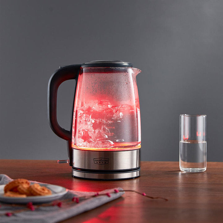 1.7L 1800W Electric Water Kettle Stainless Steel Glass Temperature Color Light Display Kitchen Image 6