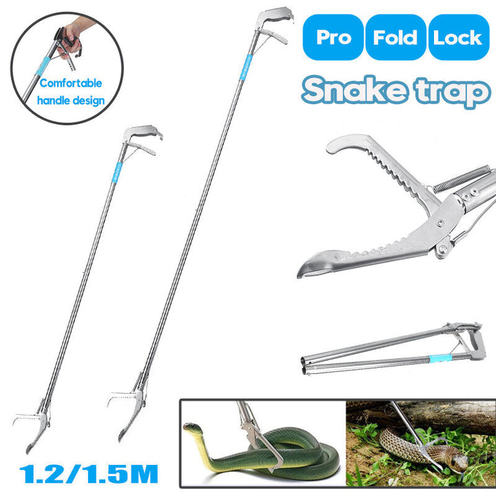 1.2/1.5M Foldable Stainless Steel Snake Handle Tongs Catcher Snake Catcher Stick Image 9