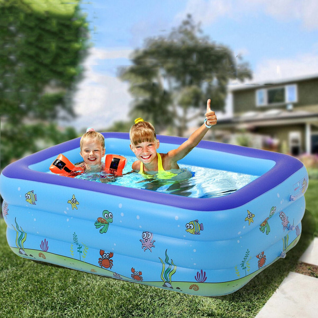 1.3M/1.8M/2.1M Three-ring Rectangular Childrens Inflatable Swimming Pool for Outdoor Image 2