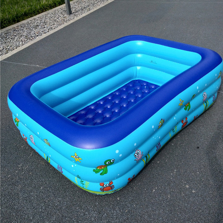 1.3M/1.8M/2.1M Three-ring Rectangular Childrens Inflatable Swimming Pool for Outdoor Image 3