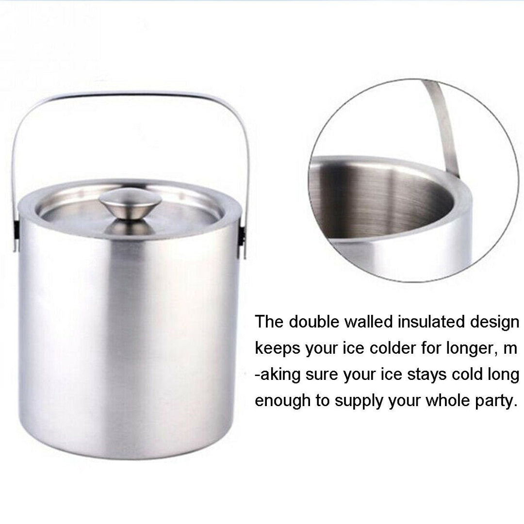 1.3L Ice Bucket Double Insulated Handle Double Wall Insulated Bucket Tongs Image 6