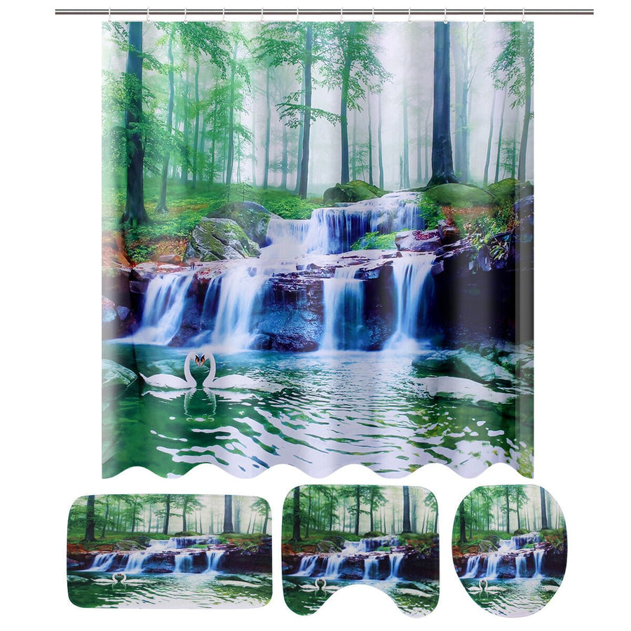 1/3/4Pcs Shower Curtain Bath Mat Toilet Lid Bath Carpet Bath Rugs Carpet Image 1