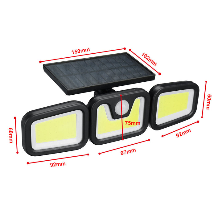 100COB 3 Rotatable Heads LED Solar Light Motion IP65 Waterproof Super Bright Garden Light Image 8