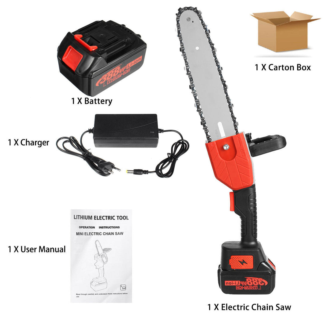 10 Inch Cordless Electric Chain Saw One-Hand Saw Woodworking Wood Cutter Image 2