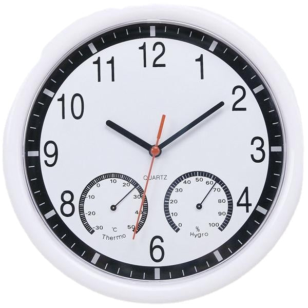 10 10 Inch Silent Modern Wall Clock With Thermometer and Hygrometer For Living Home Kitchen Office Image 1