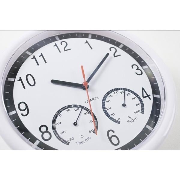 10 10 Inch Silent Modern Wall Clock With Thermometer and Hygrometer For Living Home Kitchen Office Image 2