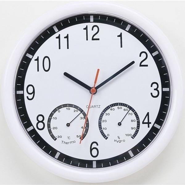 10 10 Inch Silent Modern Wall Clock With Thermometer and Hygrometer For Living Home Kitchen Office Image 4