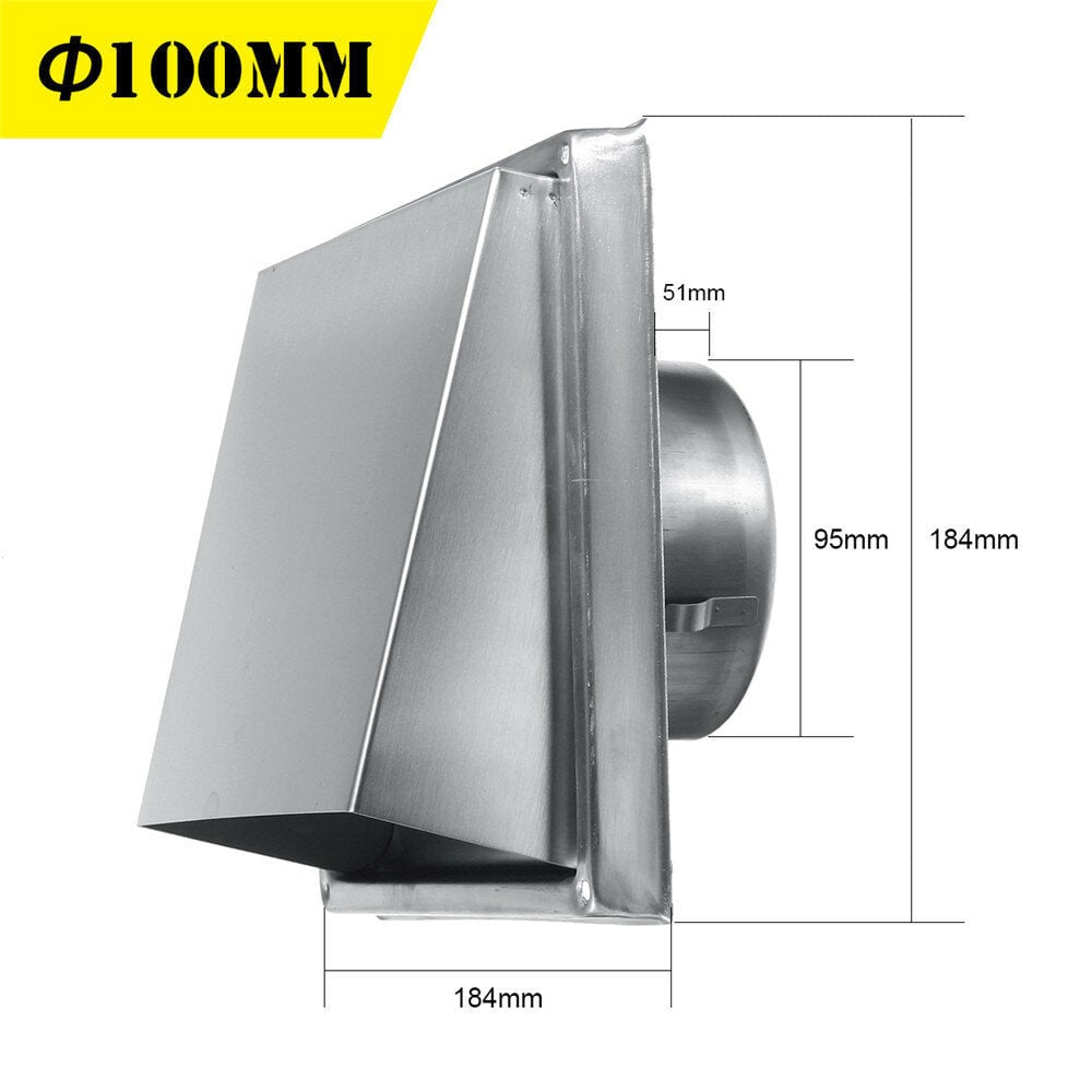 100/125/150mm Stainless Steel Square Wall Air Vent Ducting Grille Cover Image 1