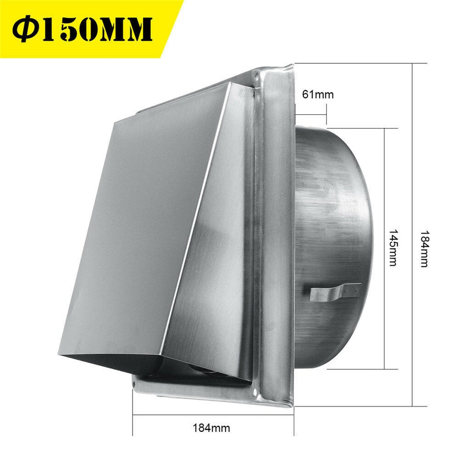 100/125/150mm Stainless Steel Square Wall Air Vent Ducting Grille Cover Image 1