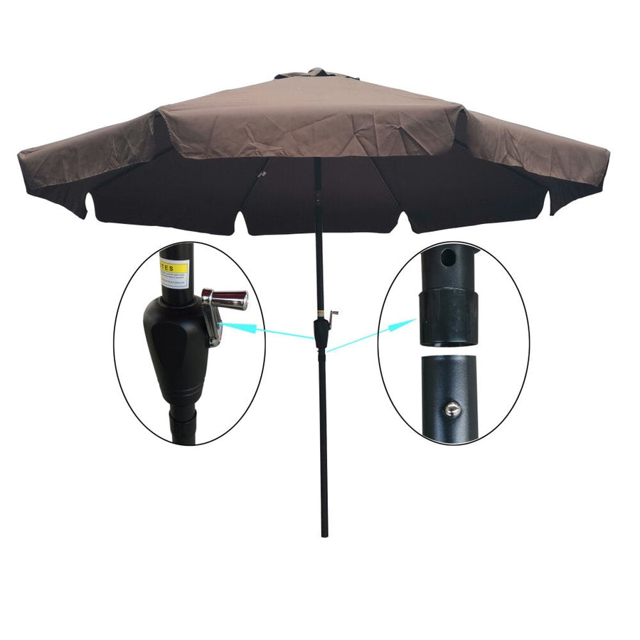 10ft Patio Umbrella Market Round Umbrella with Crank and Push Button Tilt for Garden Backyard Pool Shade Outside Image 1