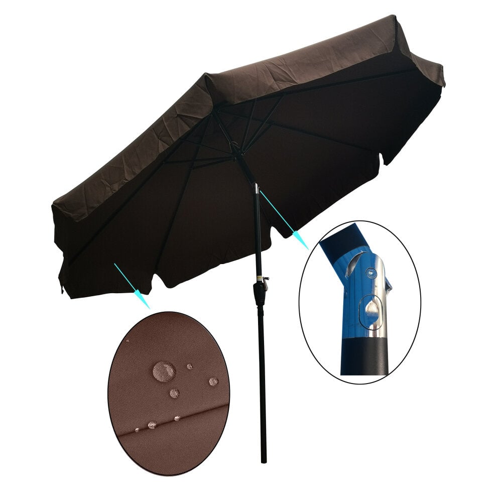 10ft Patio Umbrella Market Round Umbrella with Crank and Push Button Tilt for Garden Backyard Pool Shade Outside Image 2