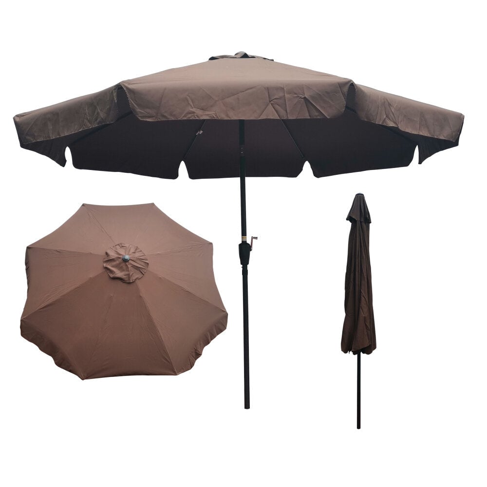 10ft Patio Umbrella Market Round Umbrella with Crank and Push Button Tilt for Garden Backyard Pool Shade Outside Image 3