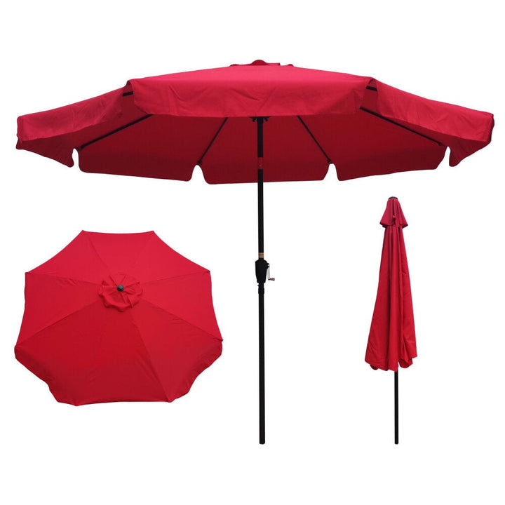 10ft Patio Umbrella Market Round Umbrella with Crank and Push Button Tilt for Garden Backyard Pool Shade Outside Image 4