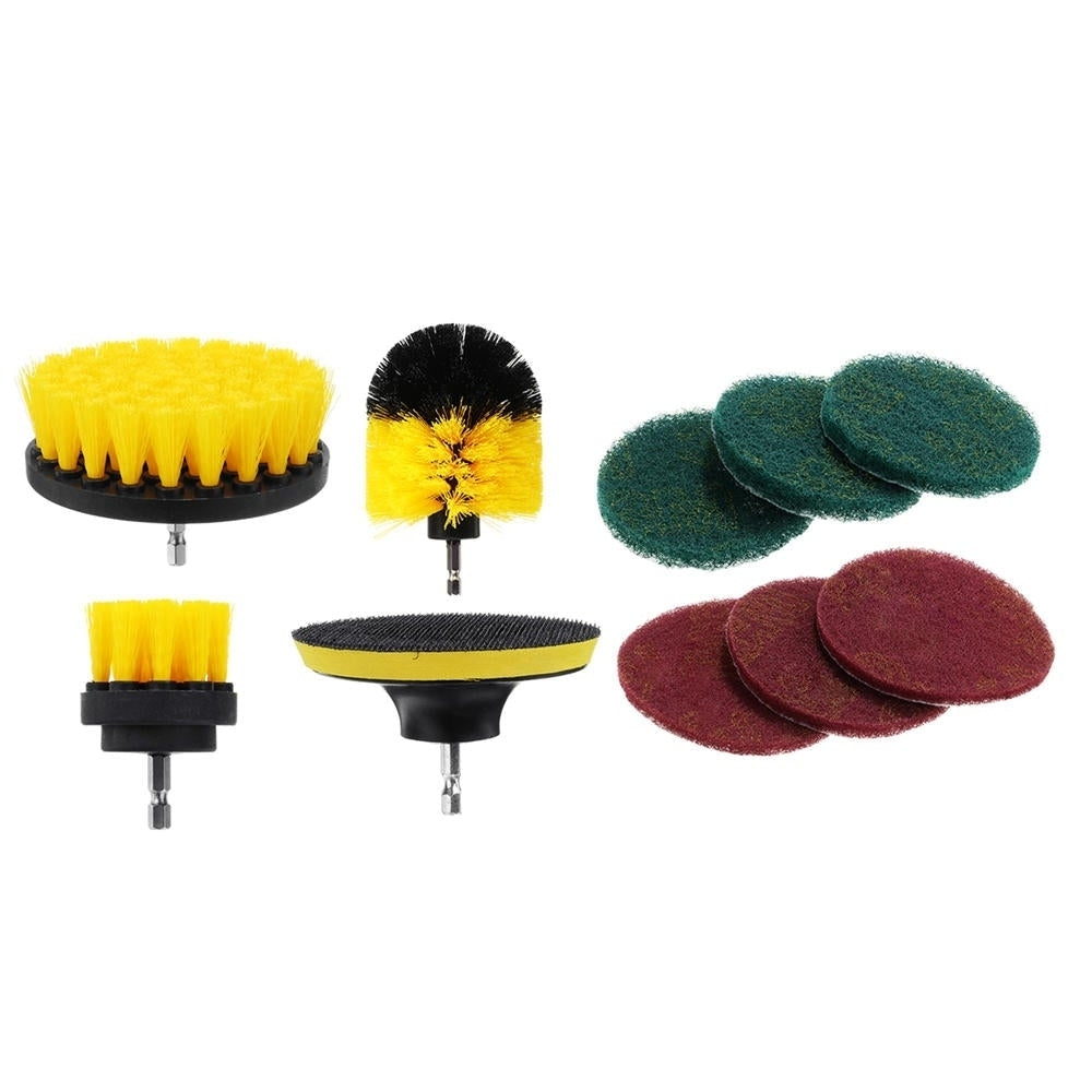 11pc Electric Drill Cleaning Brush with Sponge and Extend Attachment Tile Grout Power Scrubber Tub Cleaning Brush Image 2