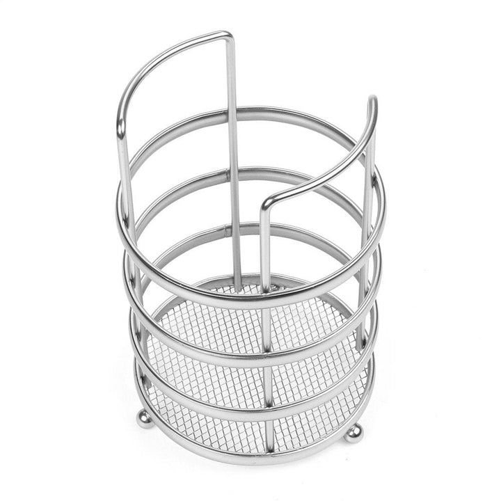 11X17cm Round Tableware and Chopstick Holder Metal Tool Storage Basket Image 1