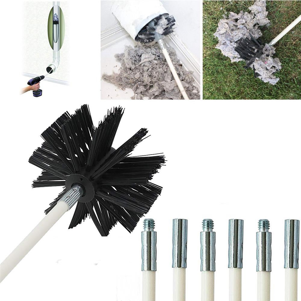 12 Feet Dryer Duct Cleaning Kit Lint Remover Brush Synthetic Brush Head Drill Cleaning Brush Image 2