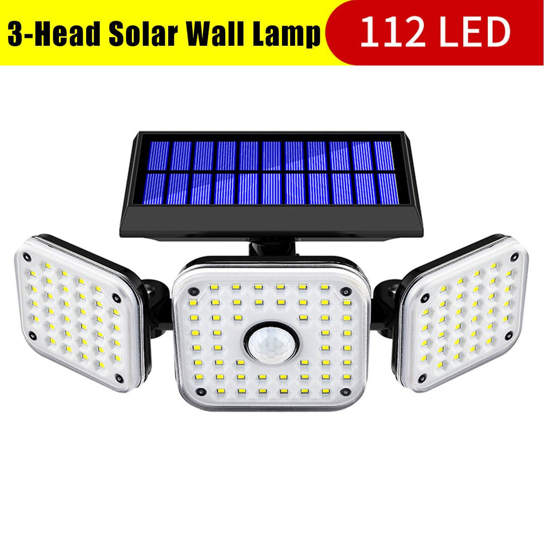 112LED/138LED/132COB Solar Motion Sensor Lights Security Wall Lamp Floodlight 3-Head Image 6