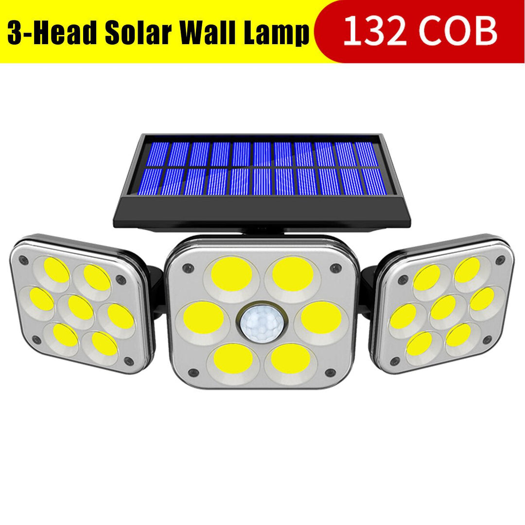 112LED/138LED/132COB Solar Motion Sensor Lights Security Wall Lamp Floodlight 3-Head Image 1