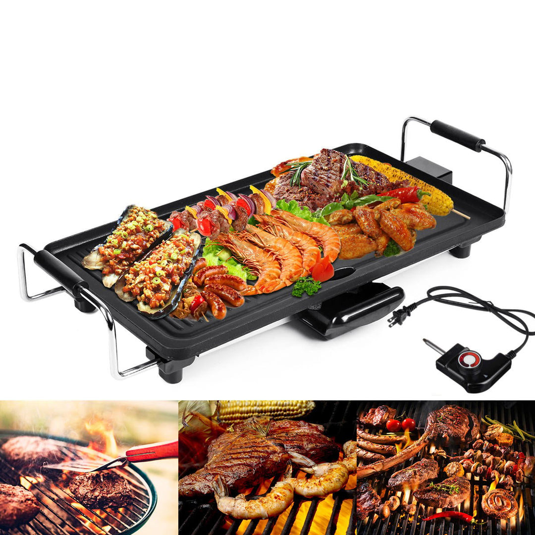 1200W Non-Stick Smokeless BBQ Grill Pan Electric Barbeque Stove Outdoor Camping Picnic EU US Plug Image 1